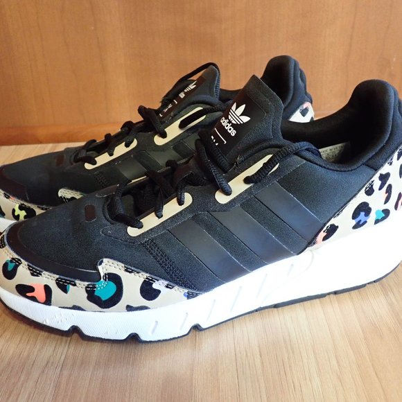 Adidas ZX 1K Boost "Leopard Print" Women's Shoes Core Black-Pale Nude H00669 - Picture 7 of 10